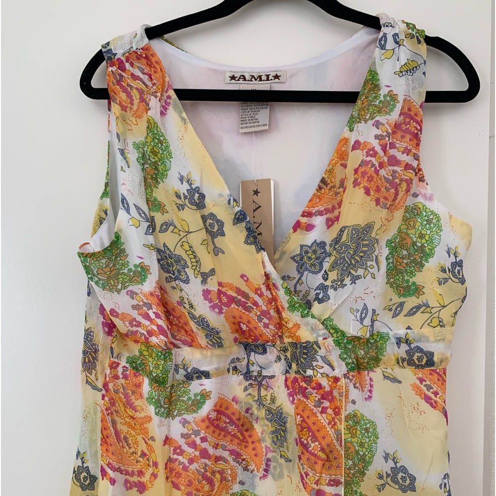 A.M.I. Paisley Faux Wrap Blouse XL